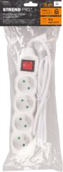 Kabel DG-F804BK L-3 m, podaljšek, bel, 4x vtičnica + stikalo