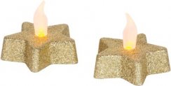 Kerze MagicHome Weihnachten, Stern, Gold, Warmweiß, 5,8x4,8 cm