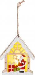 Božićni ukras MagicHome, Djed Božićnjak u kući, LED, viseći, 9x3x10,4 cm
