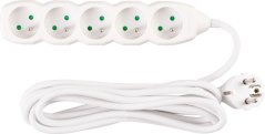 Kabel DG-F805B L-3 m, przedłużacz, biały, 5x gniazdo
