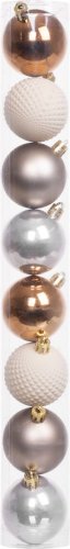 Globuri de Crăciun MagicHome, 8 buc, alb-argintiu-bronz, pentru brad, 5 cm, sellbox 36 tuburi