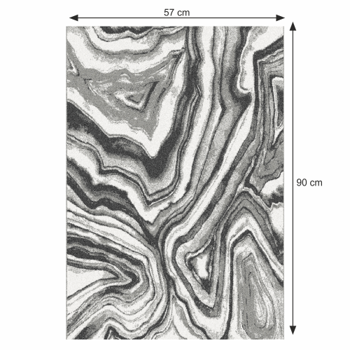 Teppich, weiß/schwarz/Muster, 57x90, SINAN