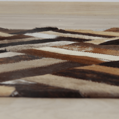 Luksusowy dywanik skórzany, brąz/czarny/beż, patchwork, 70x140, SKÓRA TYP 2