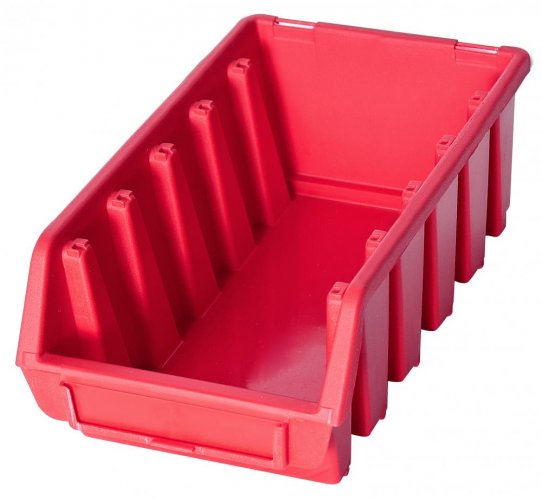 Zásobník plastový červený, délka 20,5 x šířka 11,5 x výška 7,5 cm