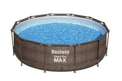 Bazén Bestway® Steel Pro Max™, 56709, vzor ratan, filter, pumpa, rebrík, 3,66x1,00 m