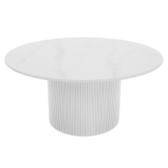 Stolik kawowy, biały marmur/MDF, średnica 80 cm, MAHIR TYP 1