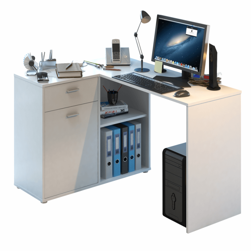 Eck-PC-Schreibtisch, weiß, KALIMERO