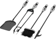Set de inserturi pentru șemineu Homefire FT23SB, 5 piese, nichelat, 66 cm, unelte pentru șemineu