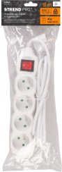 Kabel DG-F804BK L-5 m, podaljšek, bel, 4x vtičnica + stikalo