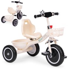 Tricicletă cu mânere antiderapante, clopoțel, coș, bej, ECOTOYS (promoție)