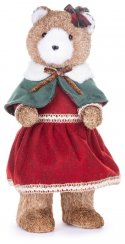 MagicHome karácsonyi dekoráció, maci piros ruhában, 18x22x41 cm
