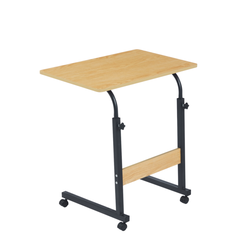 Verstellbarer PC-Tisch mit Rollen, Eiche/Schwarz, JUSTUS