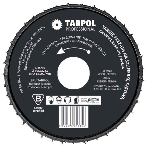 Rasp taietor pentru polizor unghiular 90 x 6 x 22,2 mm dinte inaltime, TARPOL, T-35