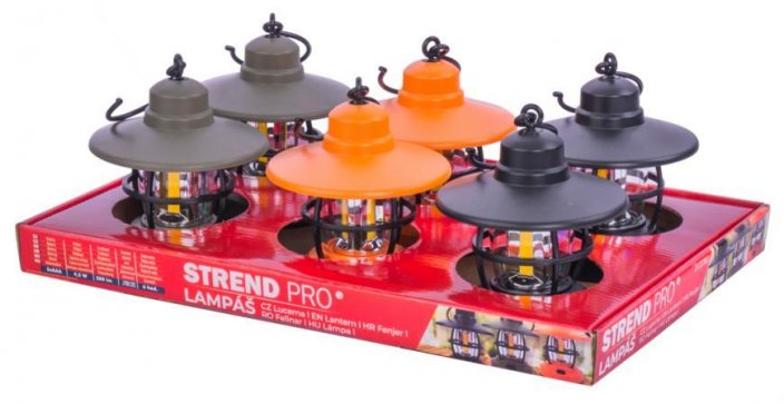 Svietidlo Strend Pro Camping NX1069, lampášik, RETRO, mix farieb, 200 lm, 3xAAA, sellbox 6 ks, lampáš