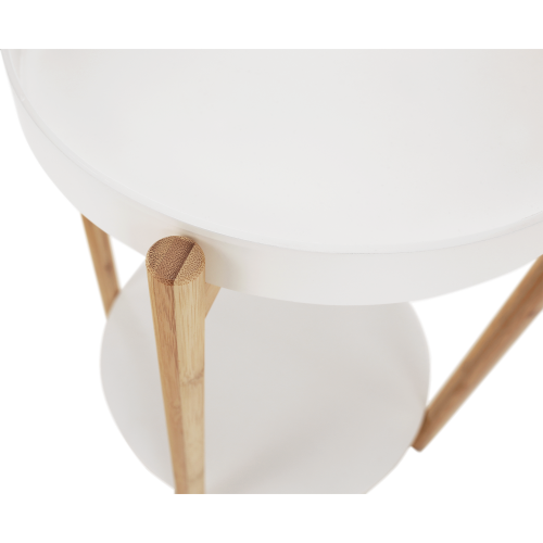 Příruční stolek, bílá/přírodní, KABRA