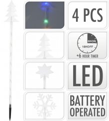 Světlo vánoční zapichovací 36 LED barevné, s časovačem, baterie, vnější/vnitřní, mix