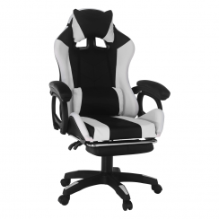 Uredska/gaming stolica s RGB LED pozadinskim osvjetljenjem, crno/bijela, JOVELA