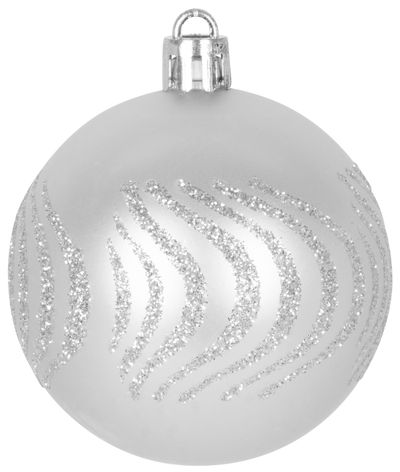Koule MagicHome Vánoce, sada, 21 ks, 6 cm, stříbrné, špic, na vánoční stromek
