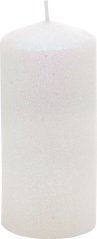 MagicHome Weihnachtskerze, 5,5x12 cm, zylindrisch, weiß, mit Glitzer