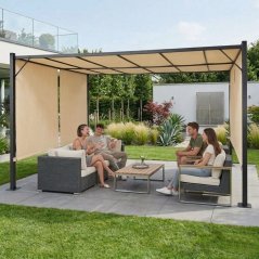 3x4 m-es kerti teraszos pergola, acél pavilon, bézs színű tető, MultiGarden (akce)