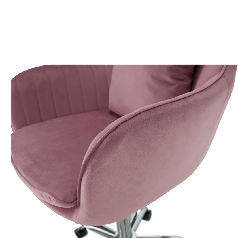 Bürostuhl, rosa Samtstoff/Chrom, KLIAN