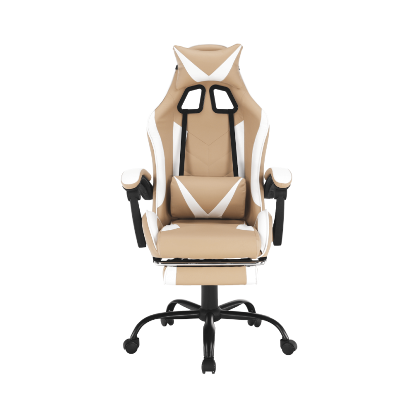 Pisarniški/gaming stol, črn/bel/bež, OZGE 2 NOVO