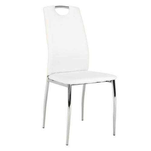 Jídelní židle, ekokůže bílá/chrom, ERVINA