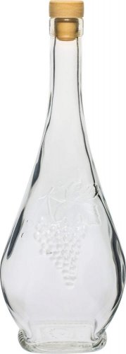 Alkoholflasche aus Glas, 500 ml, Gummiverschluss mit Dekor, 6 Stück/Packung