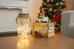 MagicHome karácsonyi dekoráció, Üvegtégely, 30 LED meleg fehér, 3xAAA, IP44, külső, 13x23,50 cm