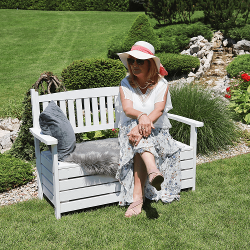 Záhradná lavička, biela, 123,5 cm, DILKA
