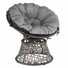 Otočné křeslo s polštářem, šedá/černá/světle šedá, TRISS - AKCE