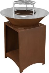 Grill Strend Pro Fiesta, finisaj rugină, oțel, diametru 75 cm, cu șemineu