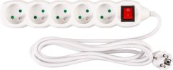 Kabel DG-F805BK L-3 m, podaljšek, bel, 5x vtičnica + stikalo