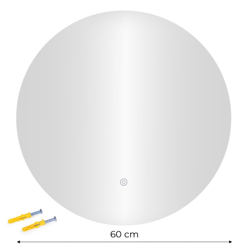 LED zrkadlo do kúpeľne okrúhle nástenné 60 cm 3 farby dotykový spínač ModernHome (akce)
