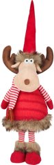 MagicHome Weihnachtsfigur, Rentierhirschkuh mit Schal, Stoff, rot, 18x16x55 cm