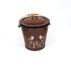 Zománcozott vödör 10l /28 cm tetővel barna dekorral Bird KLC