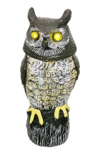 Plašič vtákov Strend Pro, Sova, otočná hlava, svietiace oči, zvuk, solar, 43 cm