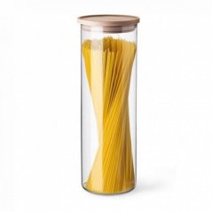 Recipient alimentar din sticlă 1,8 l înalt cu sigiliu, capac din lemn SIMAX