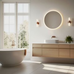LED oglindă de baie oglindă de perete rotundă 60 cm 3 culori comutator tactil ModernHome