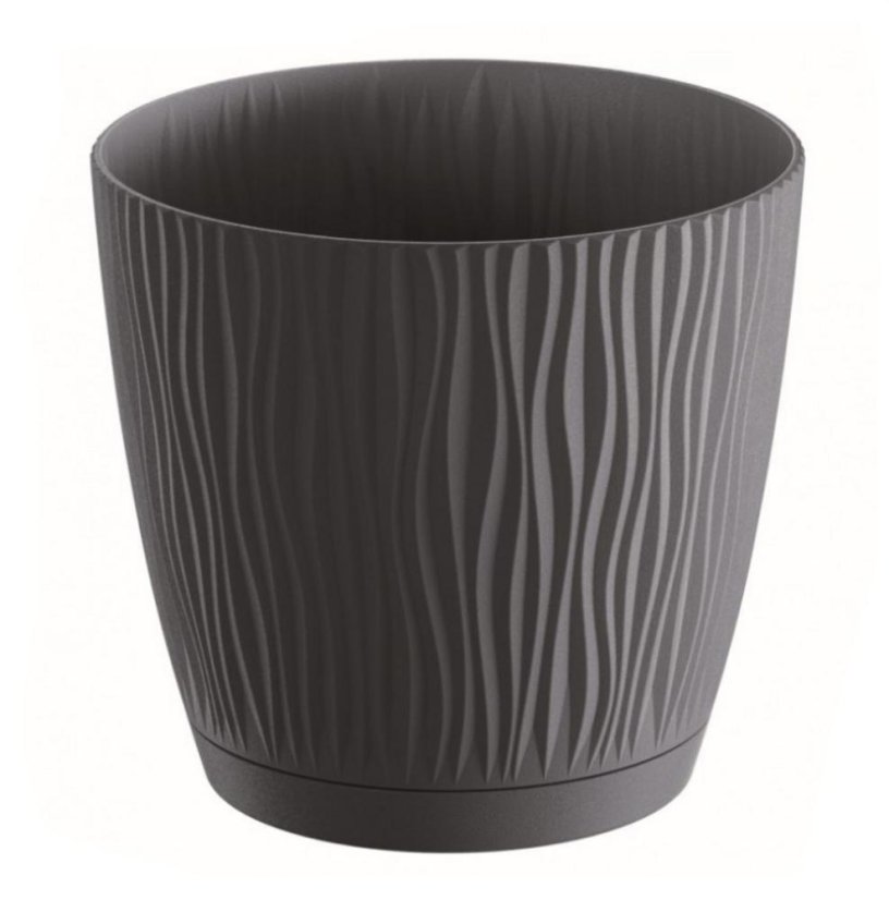 Blumentopf UH o168mm Höhe 157mm, 2,3L SANDY P anthrazit, mit Schale KLC