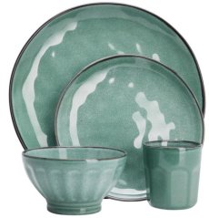 Tanier sada 16-dielna kameninová zelená