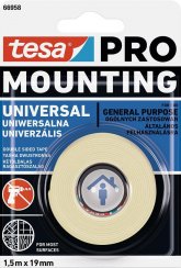 tesa® Mounting PRO Univerzális szalag, rögzítő, kétoldalas, ragasztós, 19 mm, L-1,5 m