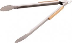 Strend Pro Grill hvataljka, za roštiljanje, nehrđajući čelik, s gumiranim drvenim ručkama, 4,3x38-42 cm