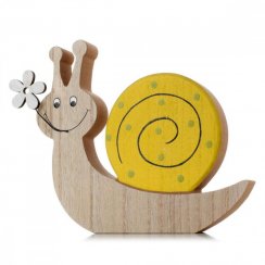 Figurka ślimaka 18x2x16 cm z żółtego drewna