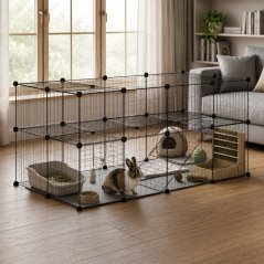 Țarc modular pentru rozătoare, set cu 35 de panouri, negru, Petsi (akce)