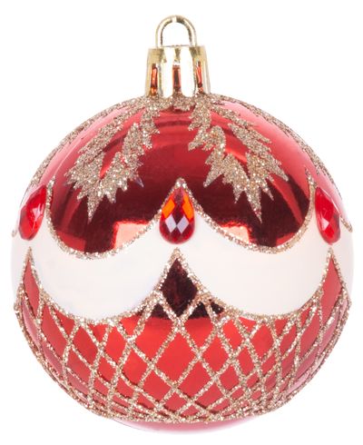 Gule MagicHome Vianoce, 9 ks, červené s ornamentom, na vianočný stromček, 6 cm