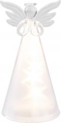 Decor de Craciun MagicHome, inger, LED, sticla, 3xAAA, 7x15 cm