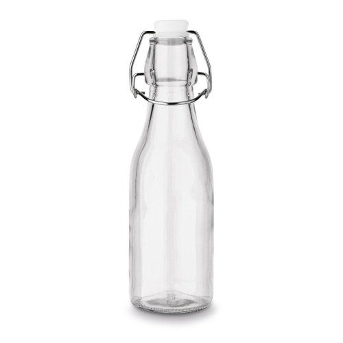 Fľaša sklo 250ml s patentným uzáverom okrúhla, 6x6x20cm yyy