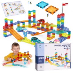 Magnetické kocky pre autá, 154 dielov, LED