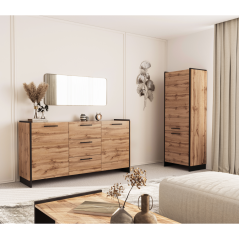 Polica, Wotan hrast/crna, AMONI 2D